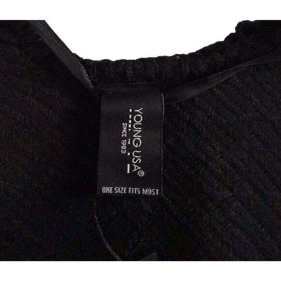 NWT Young USA Black & White Plaid Houndstooth Poncho Shawl Wrap Fringe OSFM - Picture 4 of 5